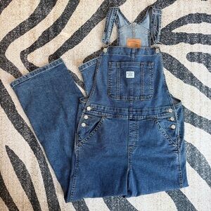 Levis Overalls Womens Medium Jean Bib Jumpsuit Premium Criss Cross Baggy